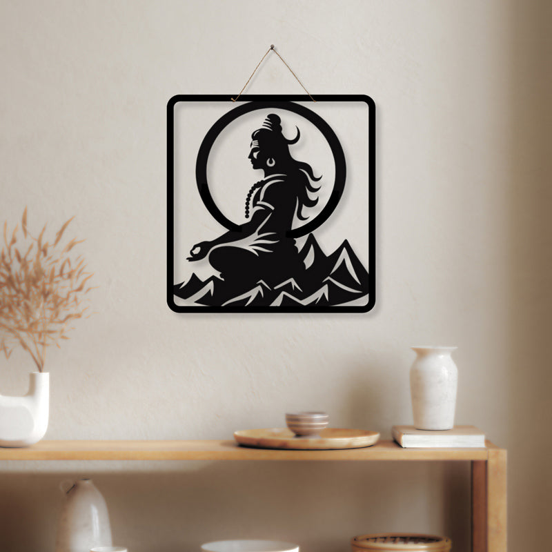 Meditating Shiva Silhouette Iron Wall Accent