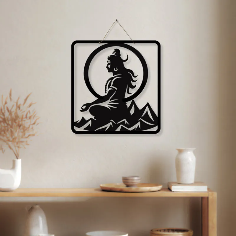 Meditating Shiva Silhouette Iron Wall Accent media 1