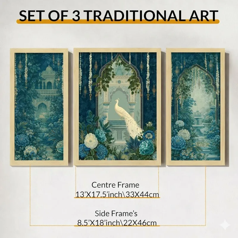 Majestic Peacock Wall Art With Frame - Set of Three media 9