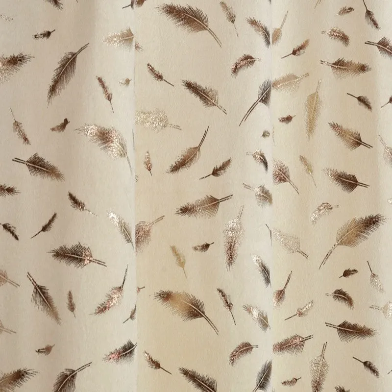 Glow Mist Printed Velvet Curtain - Ivory,Gold media 4