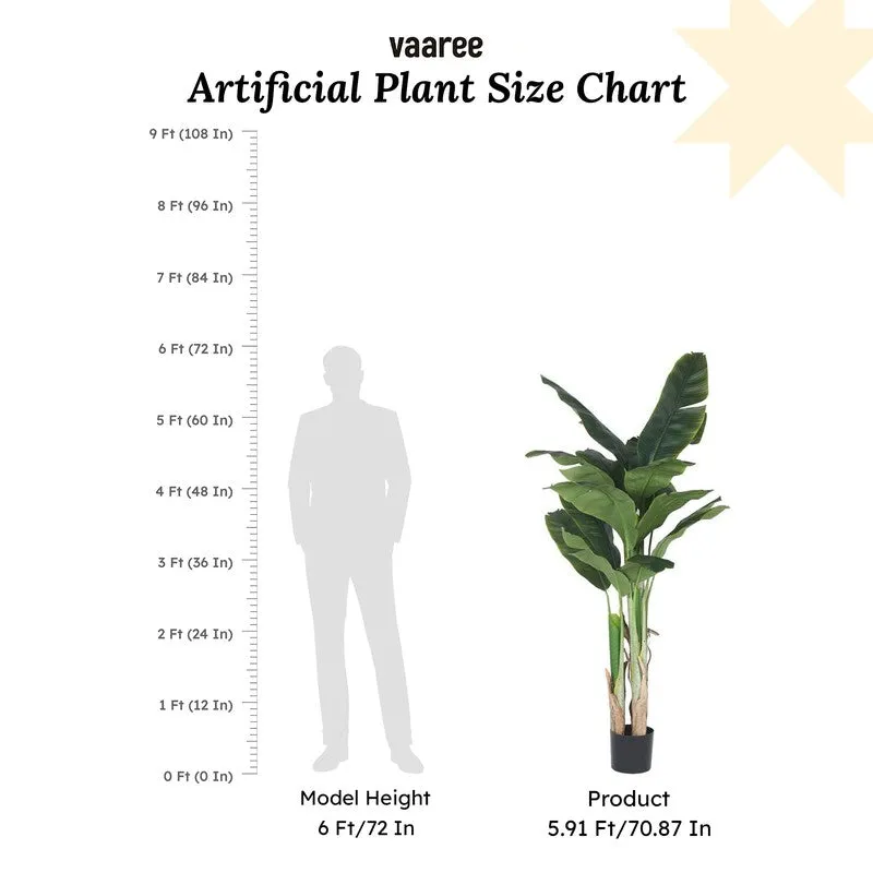Faux Realtouch Banana Plant With Black Fiber Pot - 5.9 Feet media 9