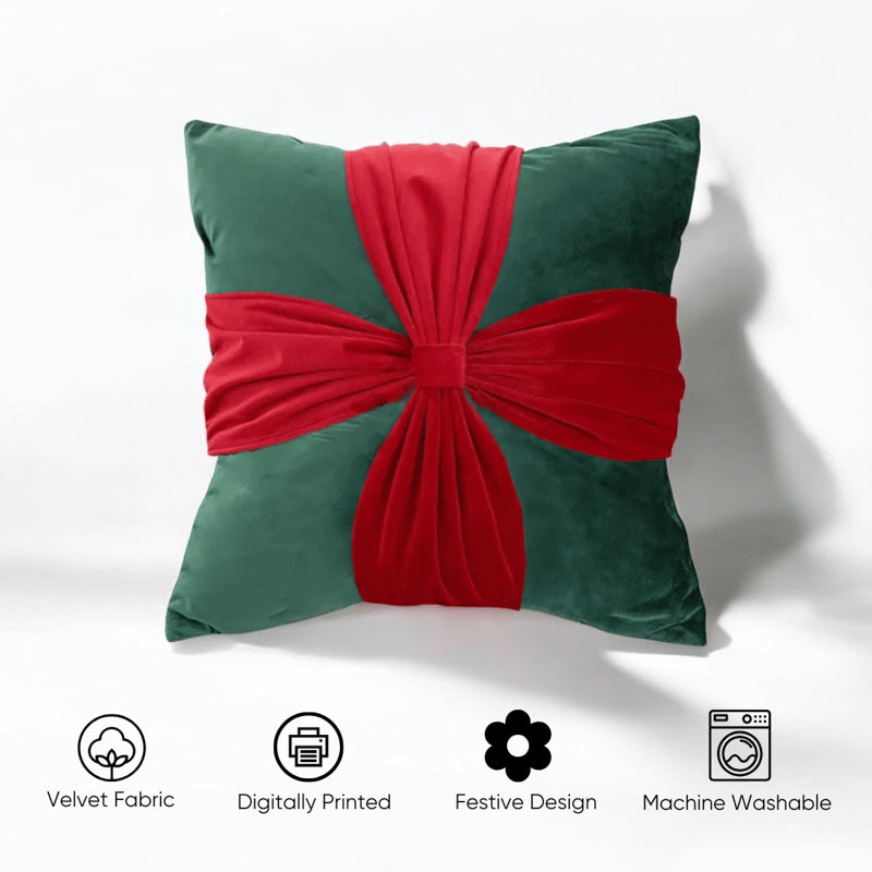 Crimson Knot Velvet Christmas Cushion Cover media 4