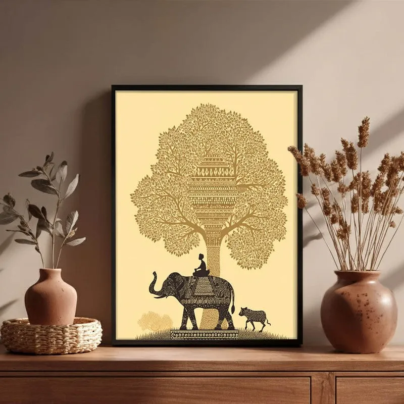 Kalpana Canvas Wall Painting With Black Frame media 3