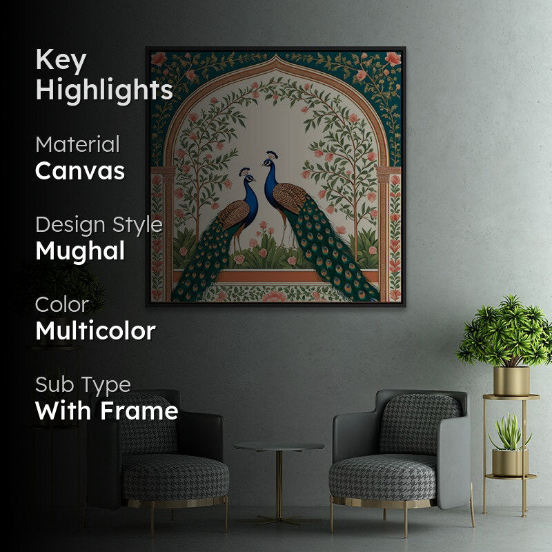 Mayura In Love Canvas Wall Painting With Frame - Black media 2