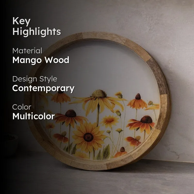 Sunflower Fileds Wood Serving Tray media 2