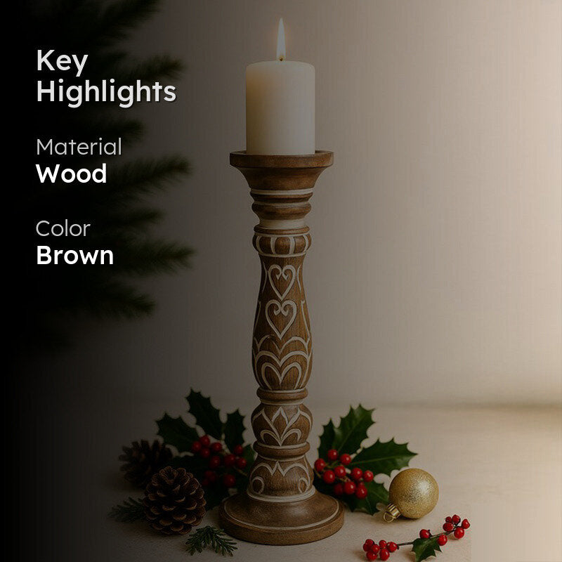 Rae Wooden Candle Holder - Tall media 2