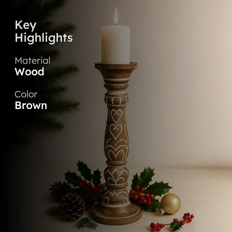 Rae Wooden Candle Holder - Tall media 2