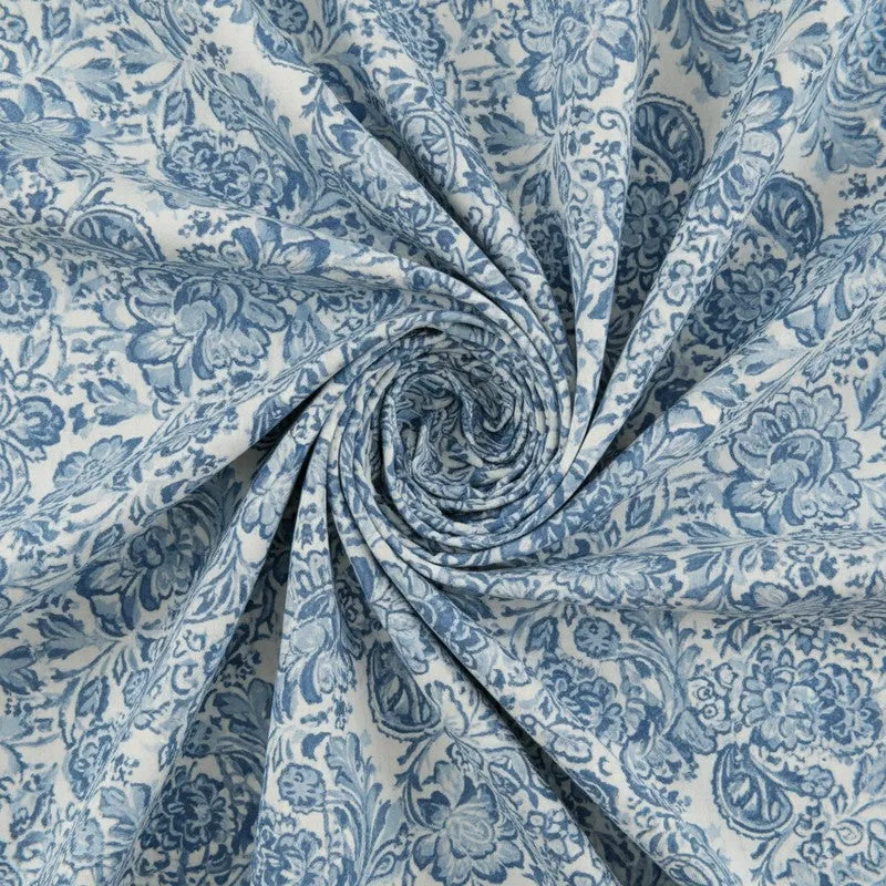 Micola Floral Printed Cotton Bedsheet (Blue) - 120 TC media 5