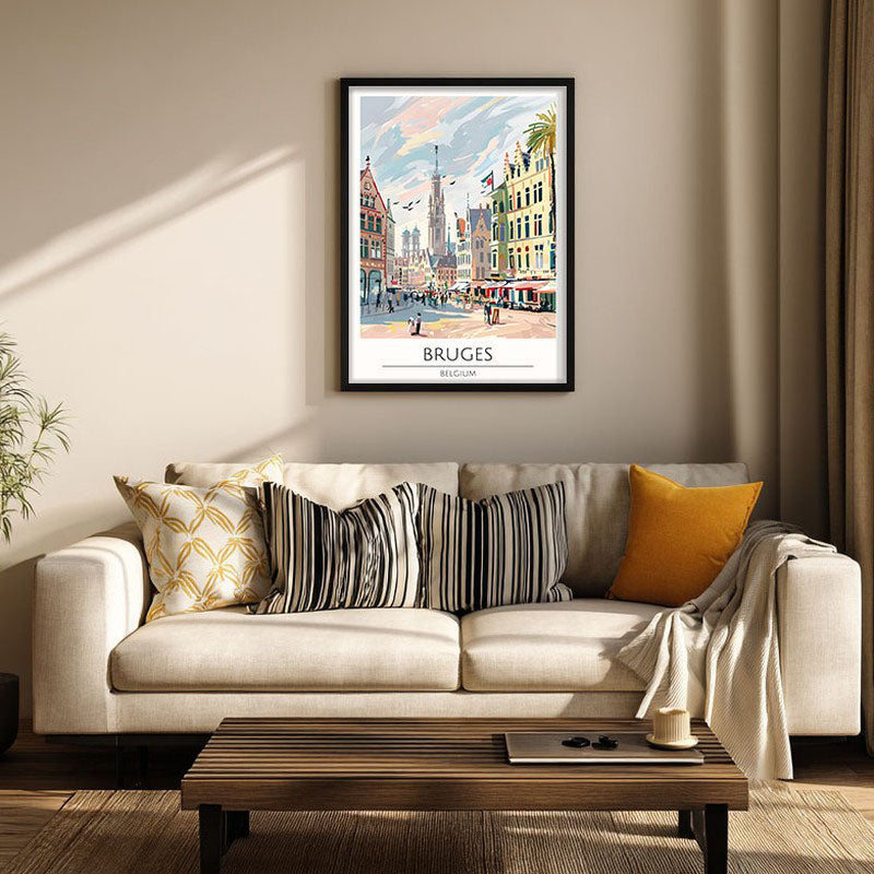 Vintage Bruges Framed Canvas Wall Painting