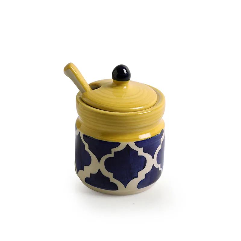 Moroccan Mile Handpainted Ceramic Jar (280 ML) - Four Piece Set media 4
