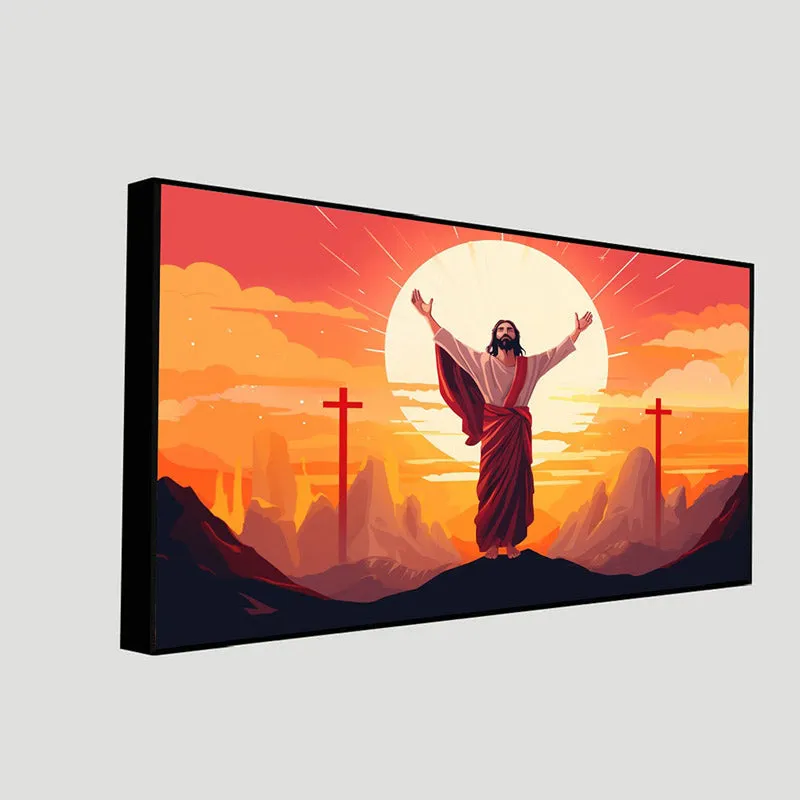 Jesus Saviour Wall Painting With Frame media 7
