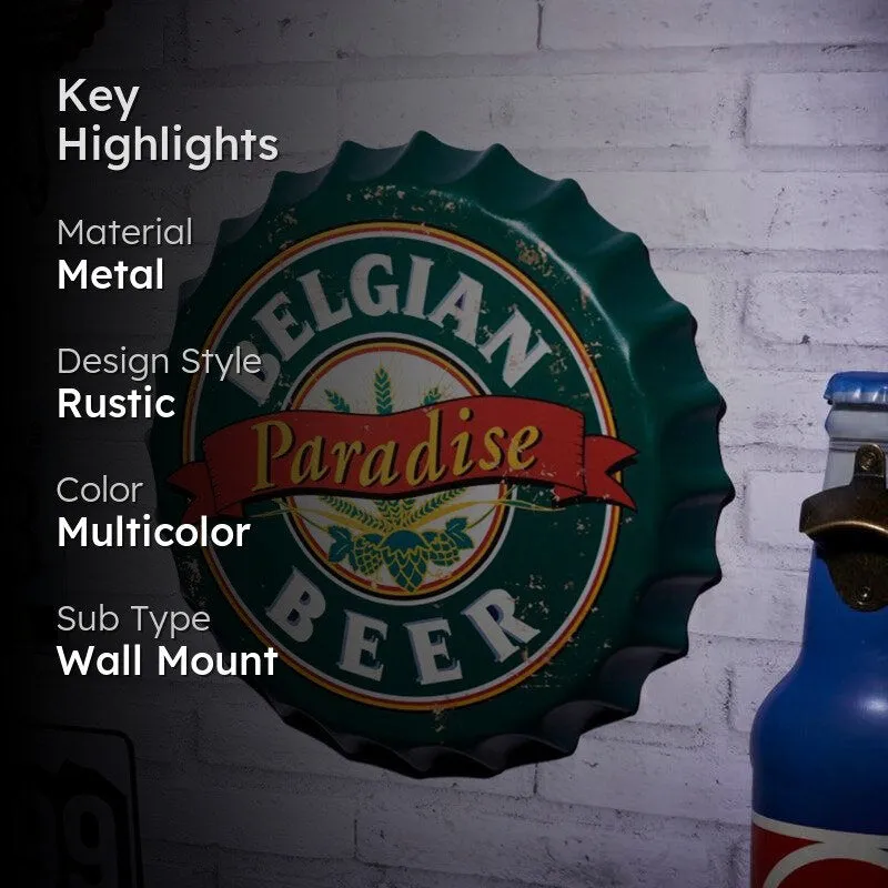 Belgian Beer Bottle Cap Metal Wall Accent media 2