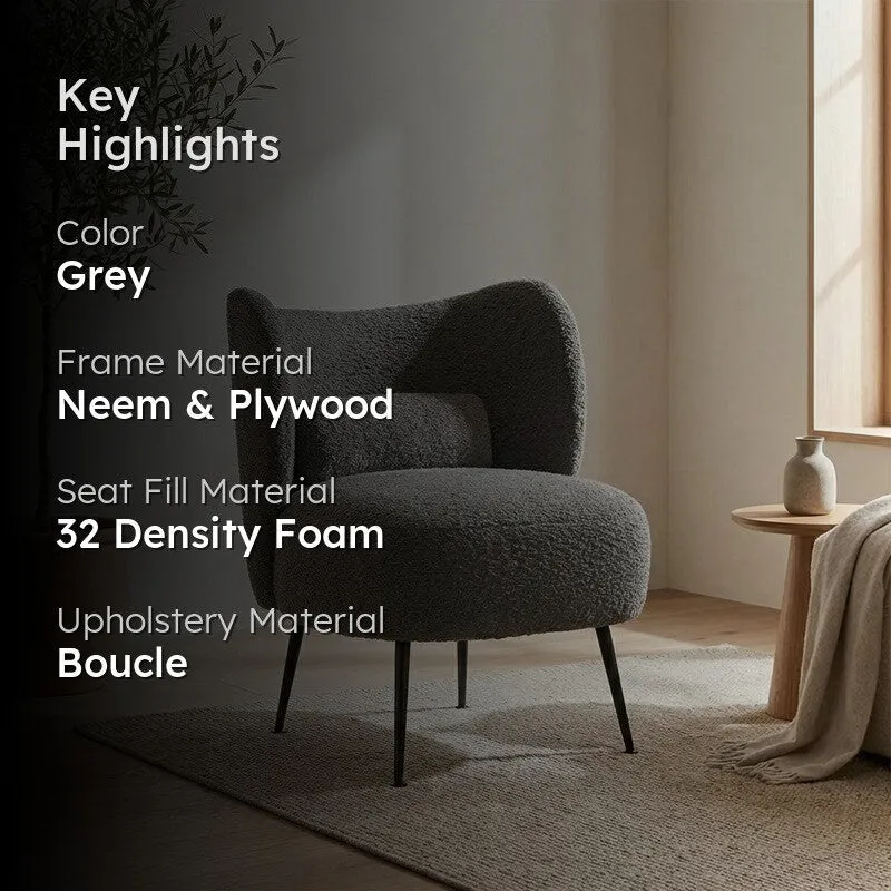 Modvyn Neem Wood Accent Chair - Grey media 2