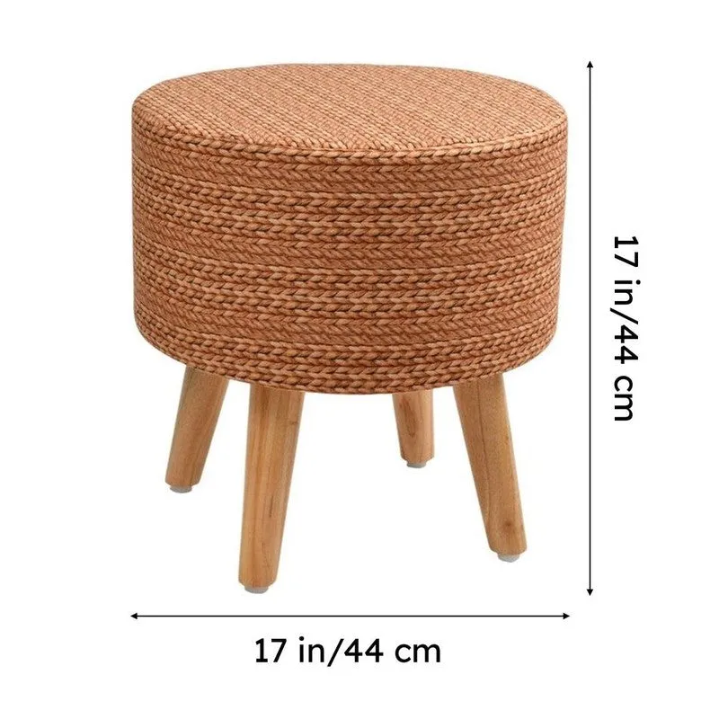 Ruston Jute Print Multicolor Engineered Wood Ottomans - Set Of Two media 9