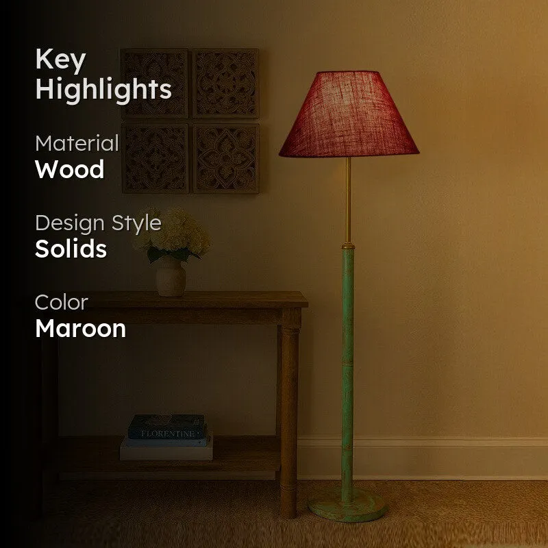 Chrome Arc Wooden Floor Lamp - Maroon media 2