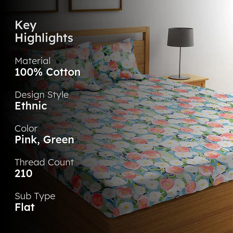 Liam Floral Cotton Bedsheet - 210 TC media 2