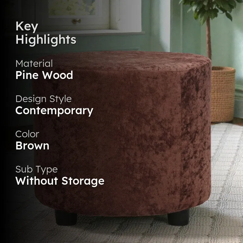 Mrixon Pine Wood Pouffe - Brown media 2