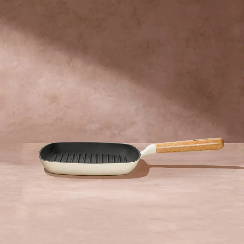 Cumin Co Enamel Cast Iron Grill Pan - White media 5