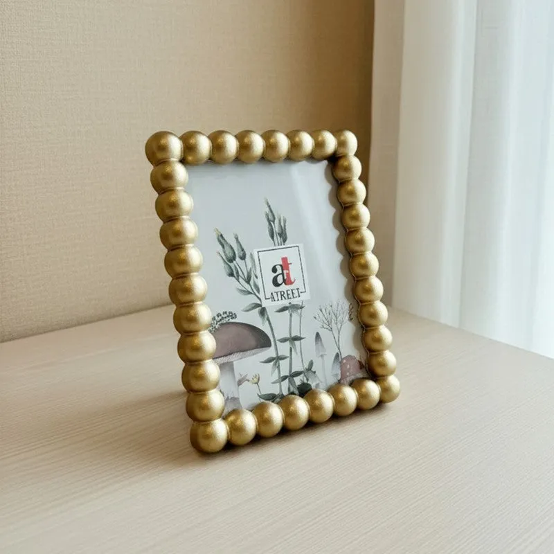 Elegant Gold Beaded MDF Photo Frame - Gold media 3