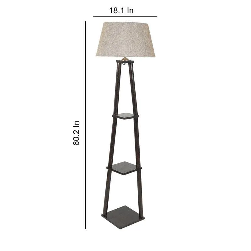 Camella Wooden Floor Lamp With Shelf - Beige media 5