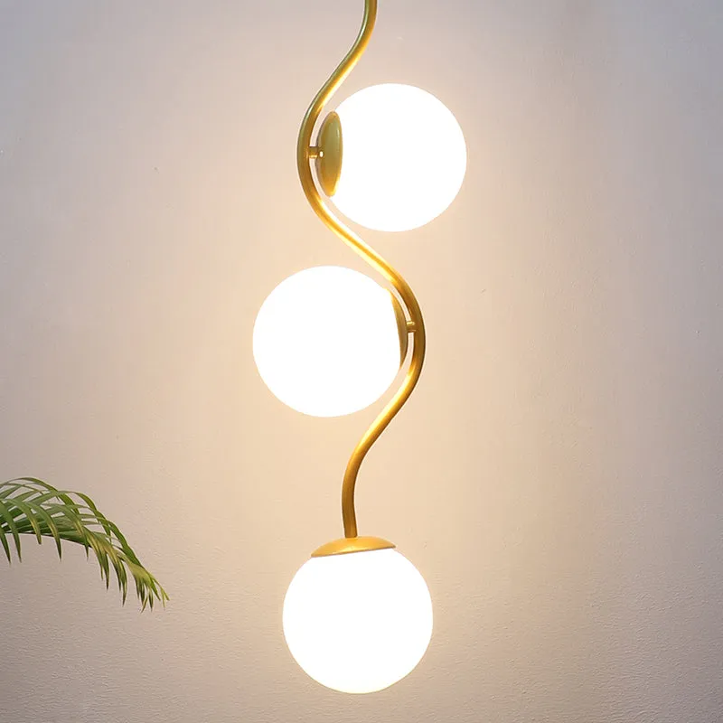 Pearl Trio Iron Moon Ceiling Lamp - Gold & White media 1