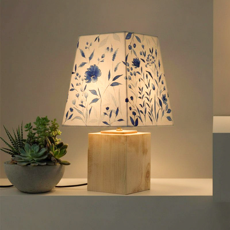 Rosha Indigo Bloom Handpainted Fabric Table Lamp - Multicolor