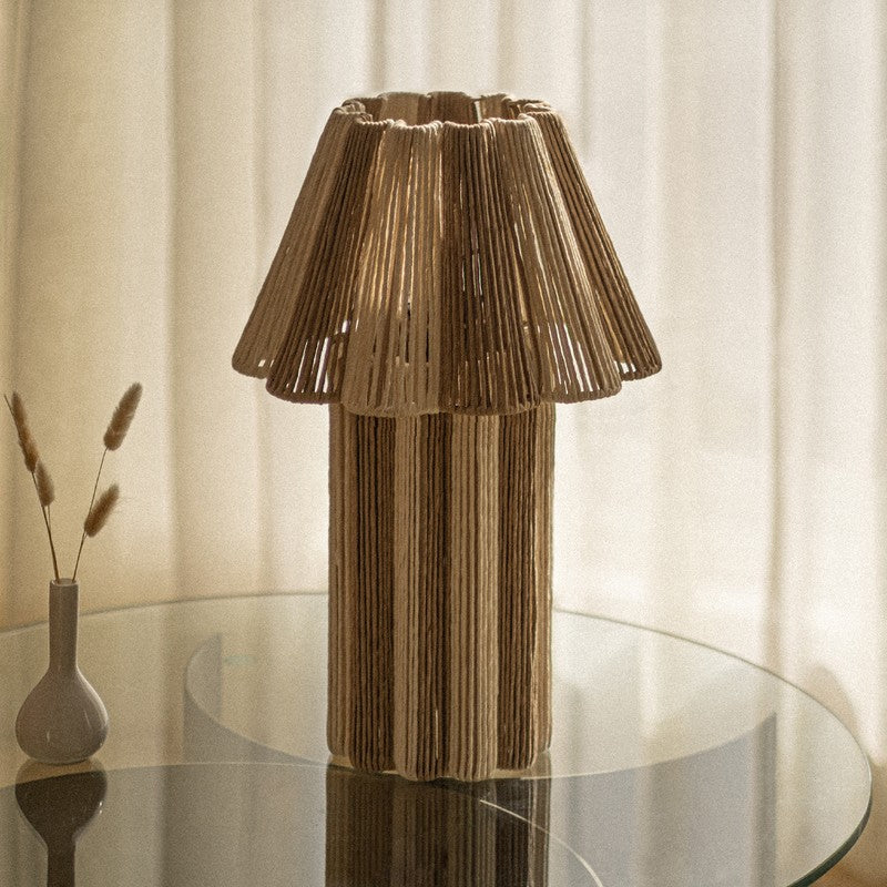 Orange Tree Kenji Mild Steel Table Lamp Conical - White,Brown media 5