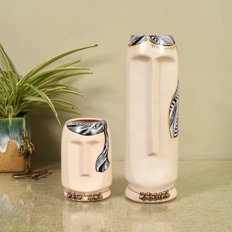 Ilasia Tribal Vase (White) - Set Of Two media 1