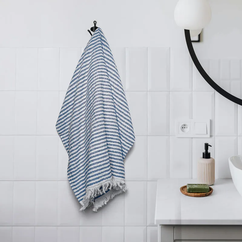 Micro Cotton LuxeDry Striped Comfort Bath Towel - Blue & White media 1