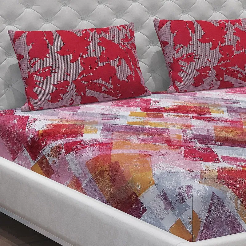 Monte Carlo Modern Muse Cotton Bedsheet (Pink) - 104 TC media 5