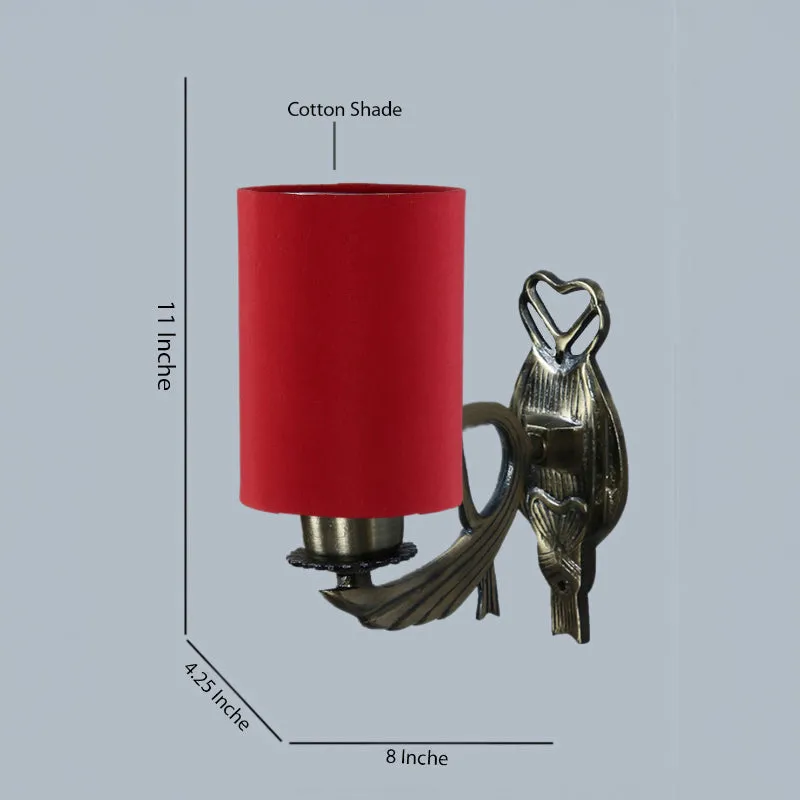 Love Gleam Atva Cylindrical Fabric & Metal Wall Lamp - Red media 5
