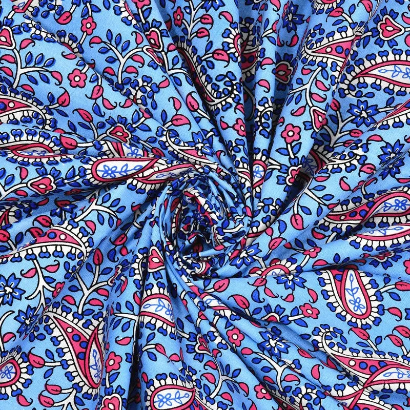 FloralNest Cotton Bedsheet (Blue) - 144 TC media 6