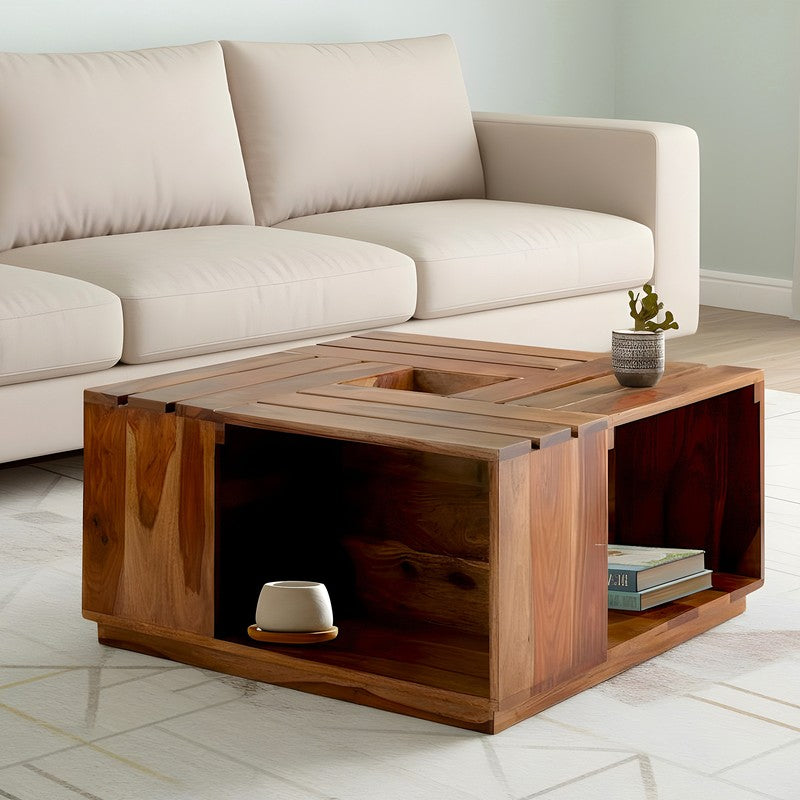 Wervon Sheesham Wooden Center Table - Brown