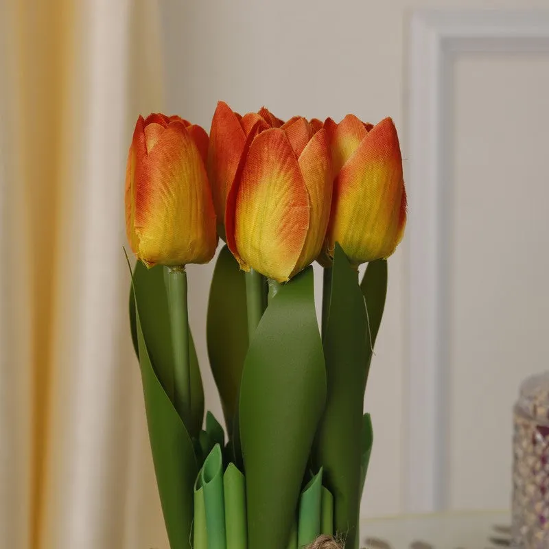 Realistic Artificial Tulip Bunch - Orange media 3