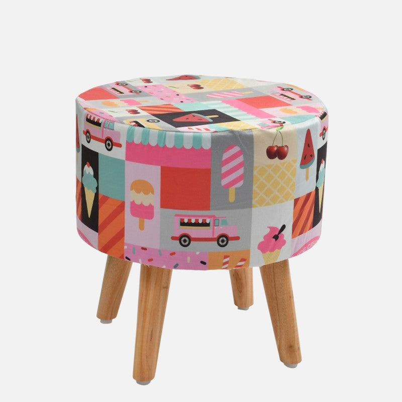 Avira Icecream-print Multicolor Engineered Wood Ottoman media 3
