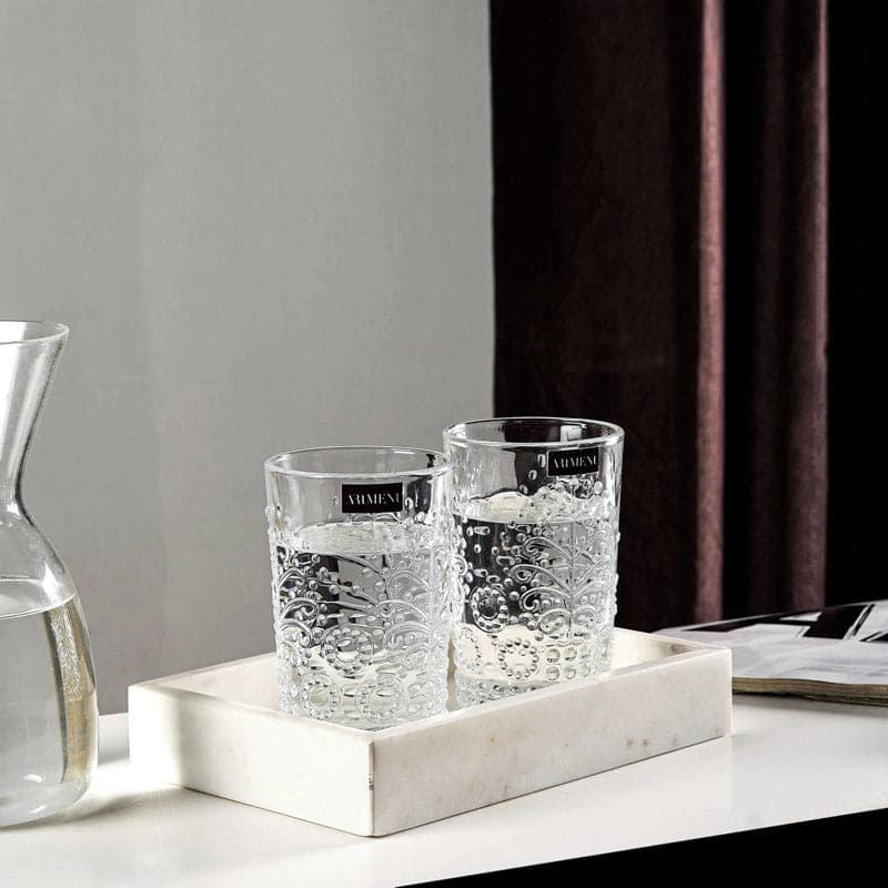 Floral Engraved Glass (370 ml ) - Set Of Four image 5