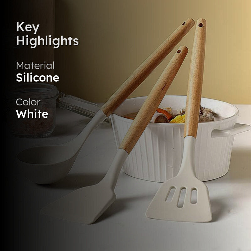 Silicone Spatulas with Wooden Handle - Three Piece Set image 2