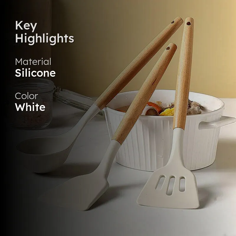 Silicone Spatulas with Wooden Handle - Three Piece Set media 2