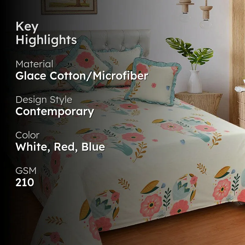 Roman Holiday Floral Frilled Microfiber Bedding Set - Five Piece Set media 2