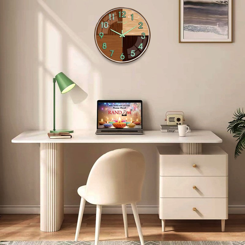 Oaklyn Round Modern Plastic Wall Clock - Brown