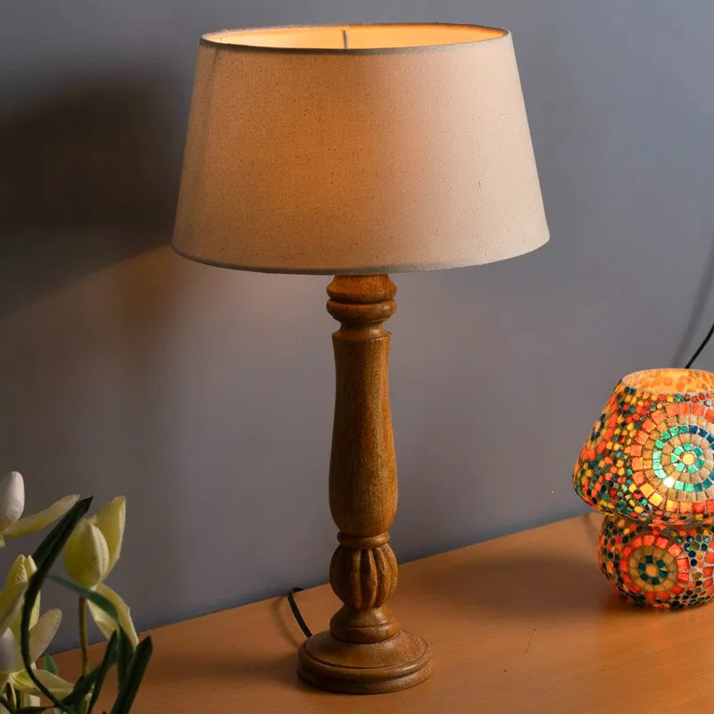 Rustic Elegance Fabric Table Lamp - Brown,White media 1