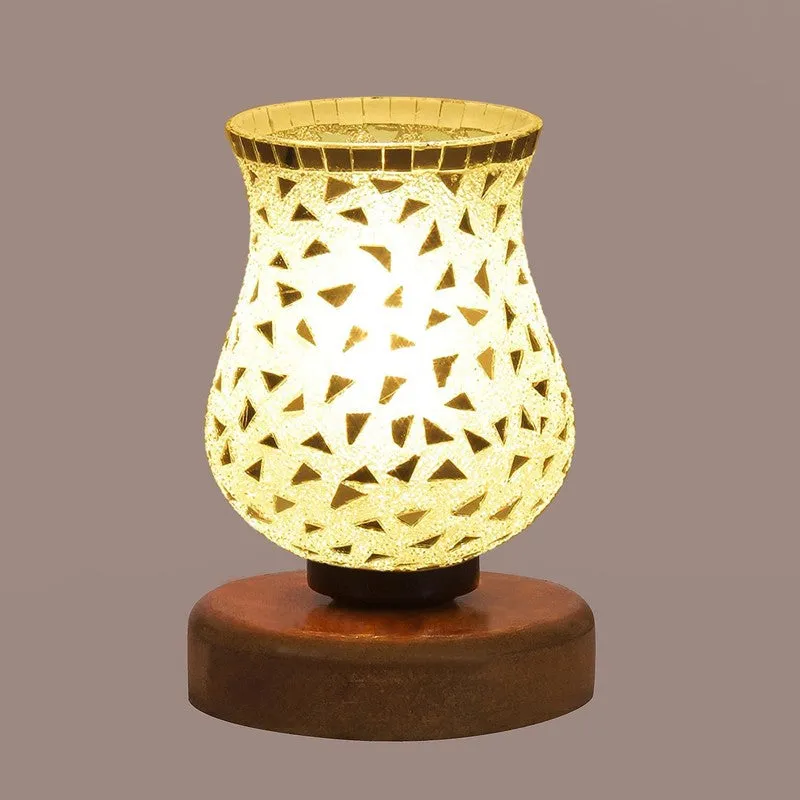 Aurevo Mosaic Glass Table Lamp With Wooden Base - Multicolor media 7