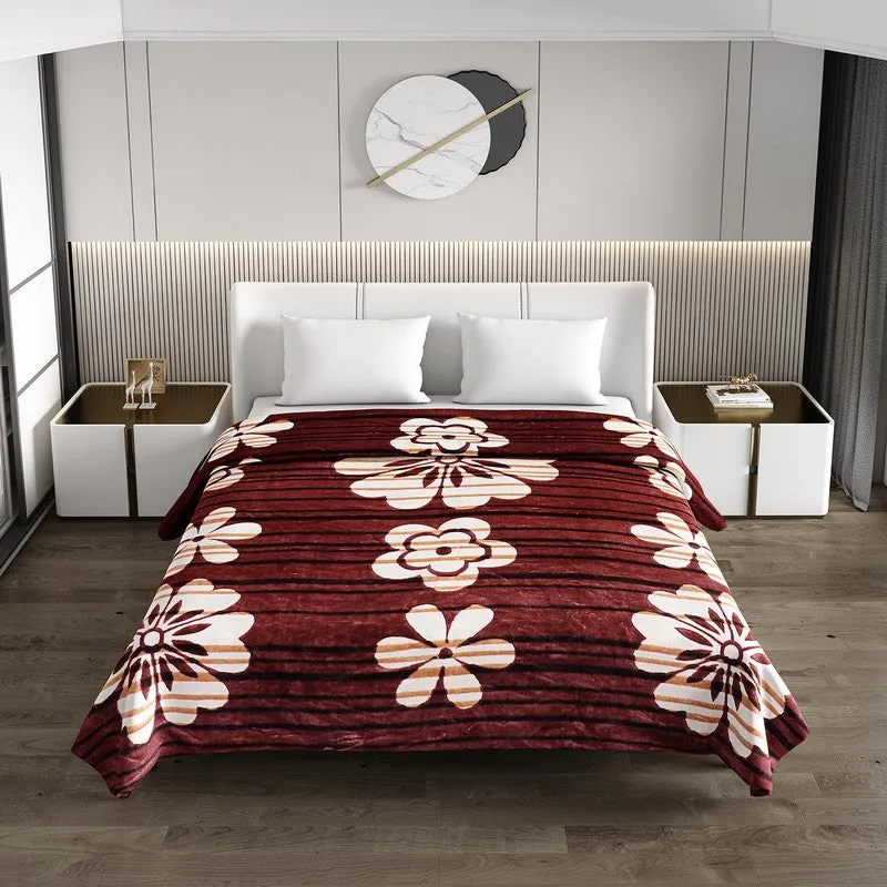 Monte Carlo Crimson Blossom Blanket (Brown) - 550 GSM media 3