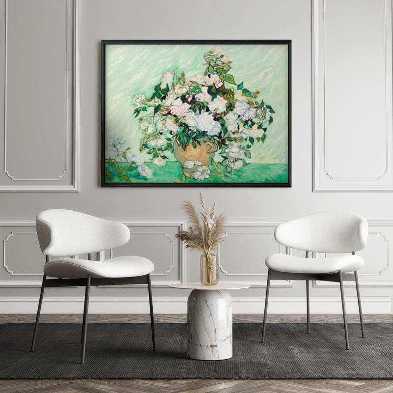 Canvas Painting Of Roses By Vincent Van Gogh - Black Frame media 5