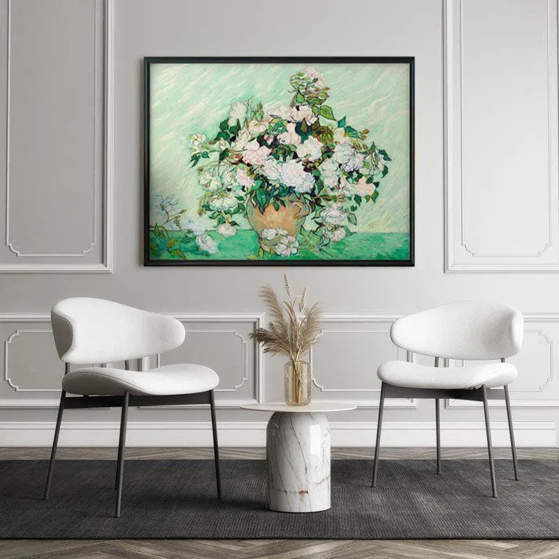 Canvas Painting Of Roses By Vincent Van Gogh - Black Frame media 5