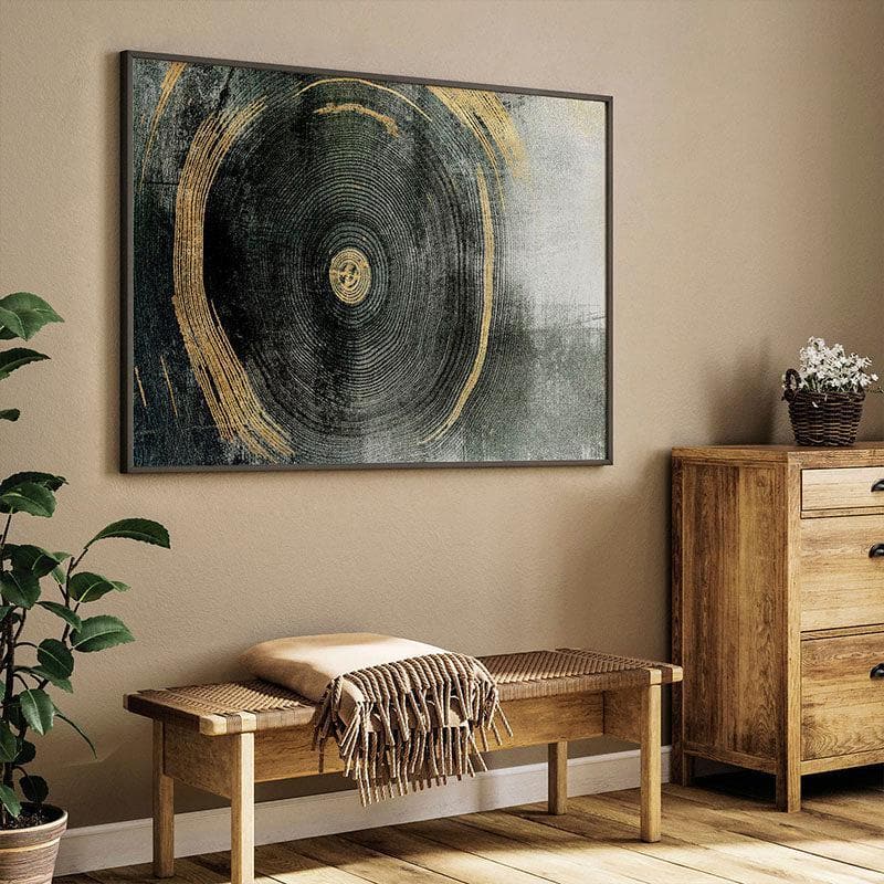 Golden Abstract Canvas Wall Painting - Black Frame media 3