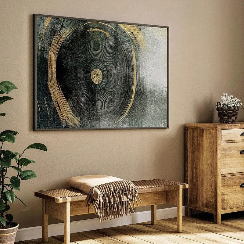 Golden Abstract Canvas Wall Painting - Black Frame media 3