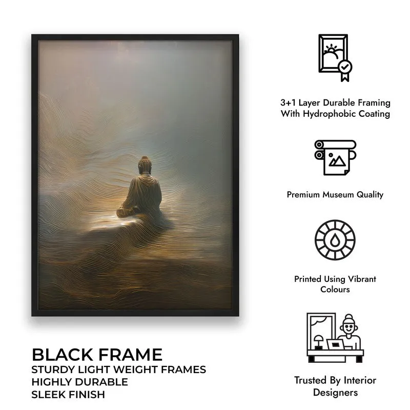 Buddha In Tranquil Harmony I Archival Paper Wall Painting With Black Frame media 9