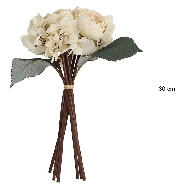 Faux Peonia Floral Bunch - White media 5