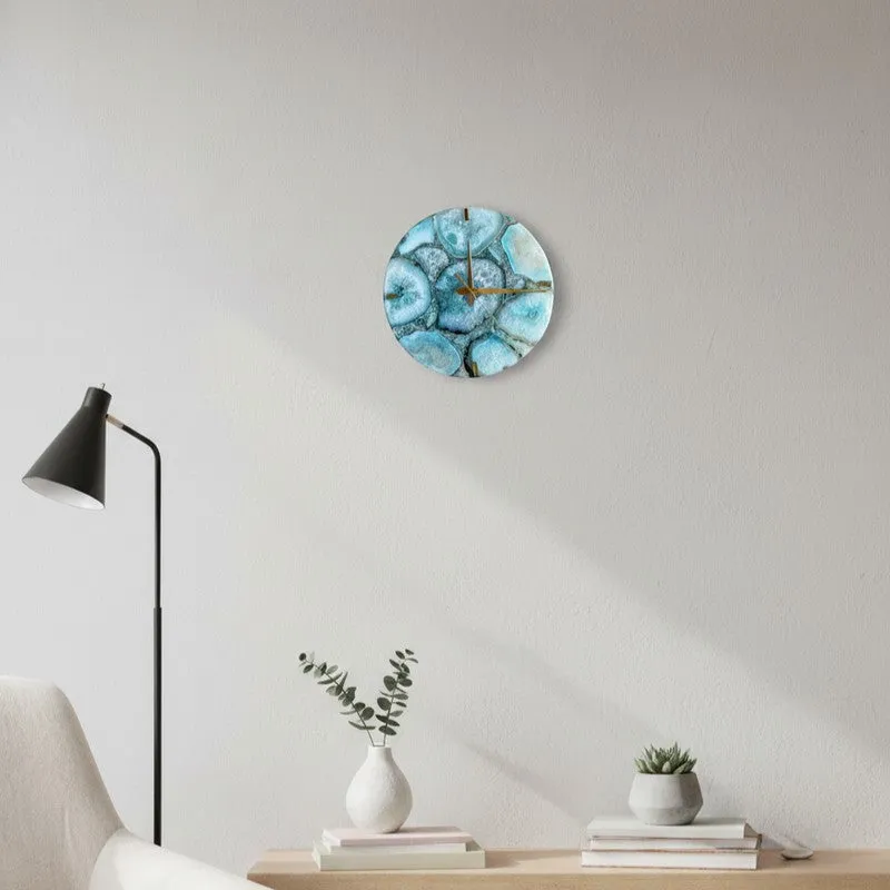 Obelia Handcrafted Agate Wall Clock - Turquoise media 3
